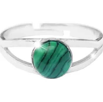 Prsten Stříbrný prsten s pravým minerálním kamenem Malachit