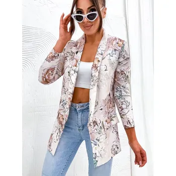 Dámské sako Béžové dámské sako s podšívkou (8258) odstíny béžové S (36)