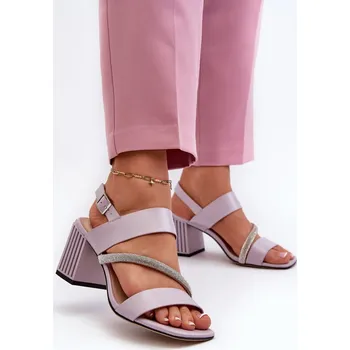 Dámské sandále Dámské elegantní sandály na podpatku D&A MR38-549 Barva: Fialová, Velikost: 39