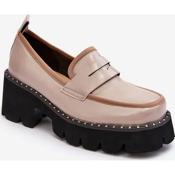 Dámské mokasíny Dámské kožené mokasíny D&A MR870-32 Barva: Béžová, Velikost: 40