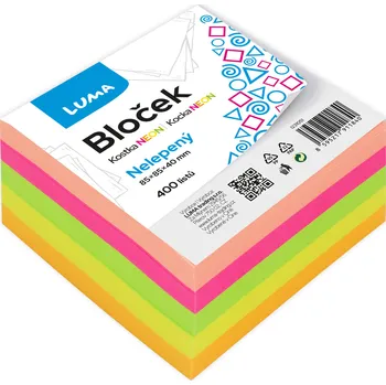 Samolepící bloček Bloček KOSTKA barevná NEON 85 x 85 x 40mm nelepená I231051