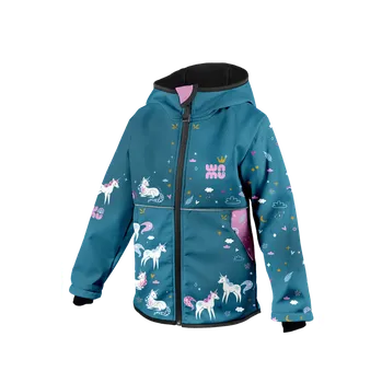 Kojenecká bunda Wamu Softshellová bunda dětská Jednorožci petrolejová Vel. 122 - 128