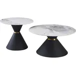 MOB Set 2 konferenčních stolků Tempo Kondela Mavazo (mramor bílý + černá + zlatá)