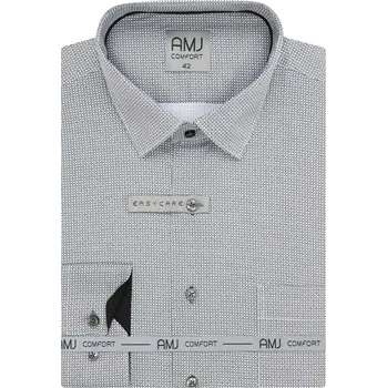 Pánská košile Pánská košile AMJ bavlněná, bílá s šedými kosočtverečky a puntíky, VDSBR1350, dlouhý rukáv, slim fit, vel. 40