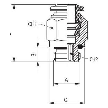 Kompresor Přímá spojka s vnějším závitem O6 x 3/8"a