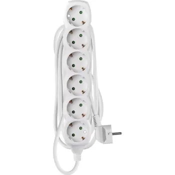 Kabel EMOS Přívod prodlužovací 3m 6zásuvka bílá PVC 1,5mm2 1922060302