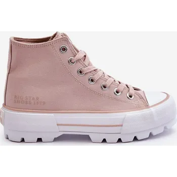 Dámské tenisky Vysoký Látkové tenisky na platformě Big Star LL274156 Barva: Růžová, Velikost: 39