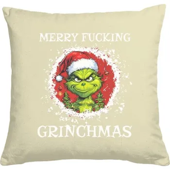 Polštář Polštář bavlněný s potiskem Merry Fucking Grinchmas polštář