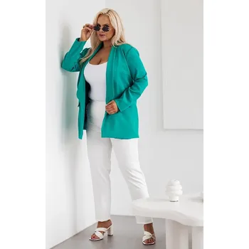Dámské sako Klasické dámské plus size sako v mořské barvě (8275) odstíny zelené 46