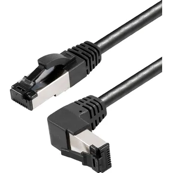 Datový kabel Maxtrack TI49-0,5L RJ45 síťové kabely, propojovací kabely CAT 8.1 S/FTP 0.50 m černá 90° zatočeno nahoru , odolné vůči amoniaku, jednoduché stínění 1 ks