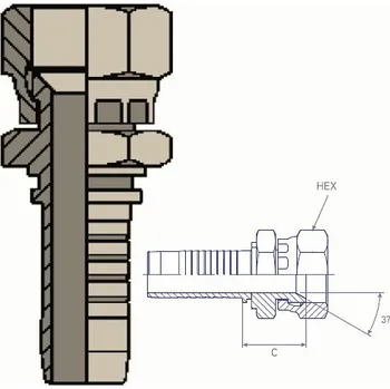 Hadicová spojka Koncovka dvoudílná JIC 37° 6 7/16"-20 vni Balflex 23.4H12.0404