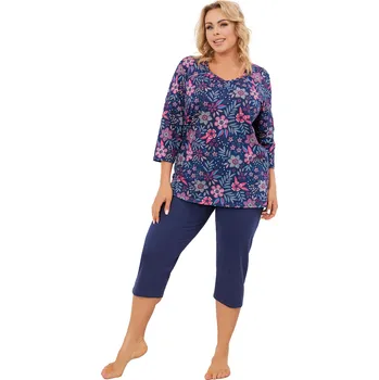 Dámské pyžamo Dámské pyžamo ITALIAN FASHION TOPANA 3/4+3/4 print/tmavě modrá L 0