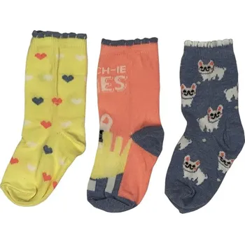 Crafted Essentials YG 3pk DesignSock Ch74 Pink Frenchie C6-C8.5