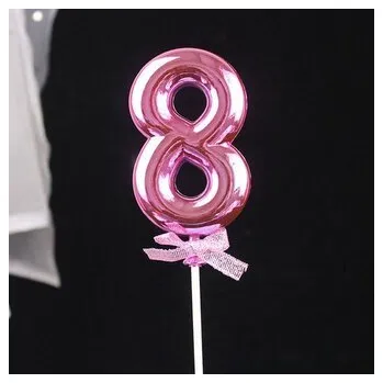 Jedlá dekorace na dort Zápich do dortu růžový číslo 8 - Cakesicq