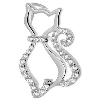 Přívěsek Stříbrný přívěšek kočka se zirkony STRZ1140F