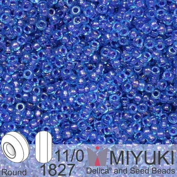 Korálek Korálky Miyuki Round 11/0. Barva 1827 Sparkling Purple Lined Aqua Luster. Balení 5g.