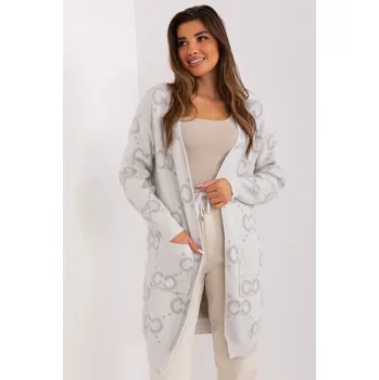 Dámský svetr Wool Fashion Italia Kardigan se vzorem CC světle šedý Velikost: UNI