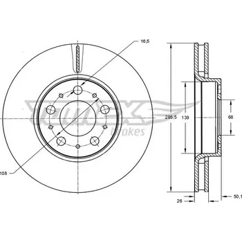 Brzdový kotouč Brzdový kotouč TOMEX Brakes TX 71-43