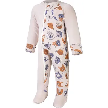 Dětský overall Little Angel overal smyk DR TISK Outlast® - latte/latte barevná zvířátka Velikost: 62