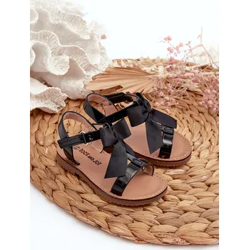 Dívčí obuv Dětské sandálky S Mašlí Na suchý zip Joratia Barva: Černá, Velikost: 21