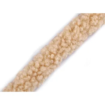 Všívací lemovka / lampas imitace beránka kulatý šíře 3,5 cm, barva 2 béžová světlá