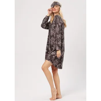 Dámská noční košile Košile Key LND 817 B24 dlouhá/r S-XL rozepínací grafit S