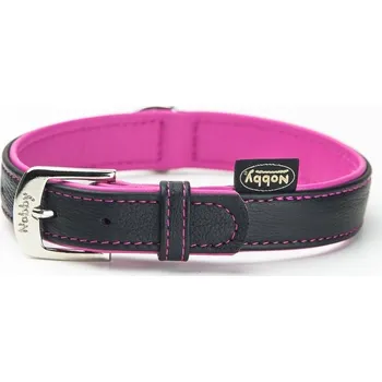 Obojek pro psa Nobby Pacific kožený obojek růžové lemování M-L 52cm