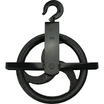 lanový naviják Kladka stavební litinová, 250mm, s hákem a vodicí lištou