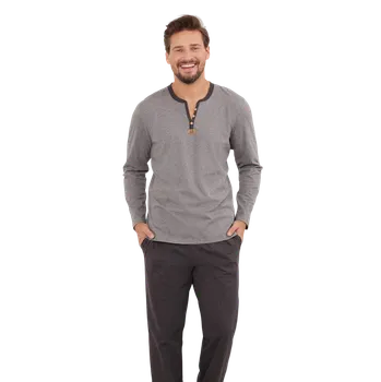 Pánské pyžamo Pánské dlouhé pyžamo Italian Fashion Juliusz Šedé XXL Šedá