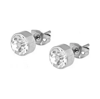 Náušnice Prosperk Náušnice ocelové pecky čiré krystaly S4884