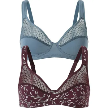 Podprsenka Sada 2 podprsenek Tropea zn. Confidence Lingerie, jednobarevná + s potiskem listů, bez kostic břidlicová/švestková 70