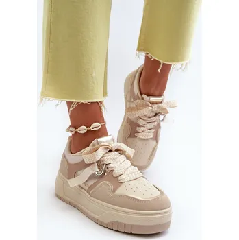 Dámské tenisky Dámské tenisky na platformě z ekokože Moun Barva: Béžová, Velikost: 39