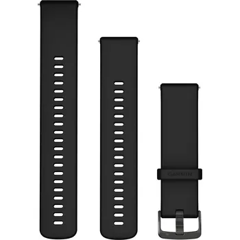 Řemínek na hodinky Silikonový řemínek Garmin 22mm (pro Venu 3, Forerunner 265, Vívoactive 4 aj), černý, Quick Release, + prodloužená část, 010-13256-21