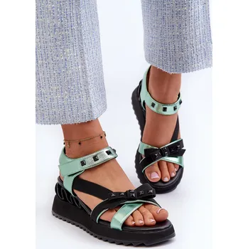Dámské sandále Dámské sandály s mašlí D&A CR956 Barva: Zelená, Velikost: 38
