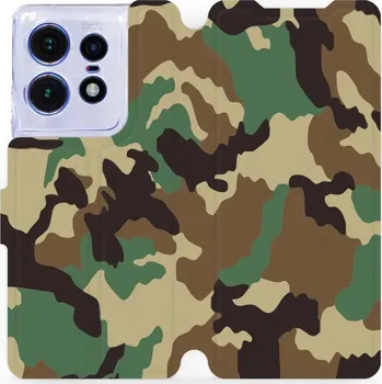 Pouzdro na mobilní telefon Flipové pouzdro Mobiwear - Motorola Edge 50 Pro - V111P Maskáče (Knížkové flip pouzdro, obal, kryt na mobil Motorola Edge 50 Pro - V111P Maskáče, materiál Umělá kůže + TPU - ochrana 360°, stojánek, silikonová vanička, magnetické zavírání)