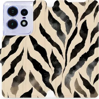 Pouzdro na mobilní telefon Flipové pouzdro Mobiwear - Motorola Edge 50 Pro - VA53S Zebří (Knížkové flip pouzdro, obal, kryt na mobil Motorola Edge 50 Pro - VA53S Zebří, materiál Umělá kůže + TPU - ochrana 360°, stojánek, silikonová vanička, magnetické zavírání)