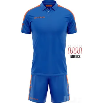 Fotbal Komplet GIVOVA PLAY, barva 0228 modrá - zářivě oranžová, velikost L