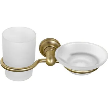 Sapho DIAMOND držák kartáčků s mýdlenkou, mléčné sklo, bronz