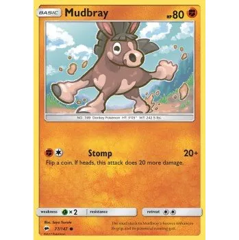 Volný čas Pokémon BUS 077/147 Mudbray - Burning Shadows Stav: Excellent, Verze: NORMAL