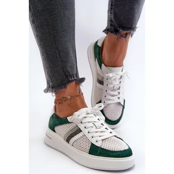 Dámské tenisky Dámské kožené tenisky D&A LR110 Barva: Zelená, Velikost: 38