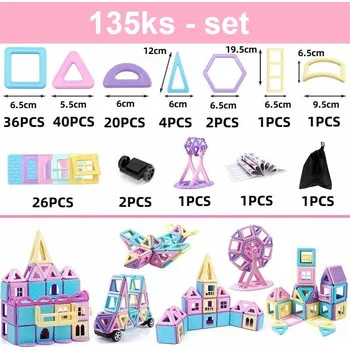 ostatní stavebnice Magnetická Building Blocks - 135ks CABTOYS