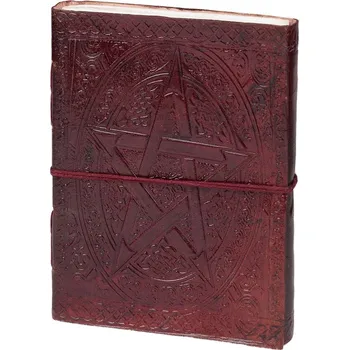 Umělecký papír Kožený zápisník Pentagram, ruční výroba, Sittar mini - POSLEDNÍ KUS!
