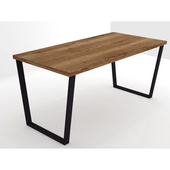 Jídelní stůl EGGER Halifax tabákový podnož KONVEXNÍ černá 160 x 80 cm