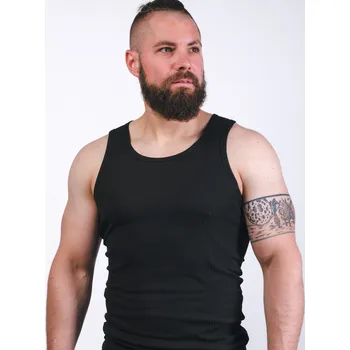 Pánské tílko Černé pánské žebrované tílko Velikost: M