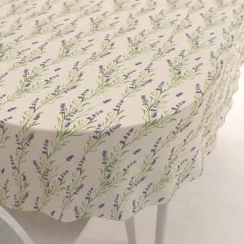 ubrus Lněný oválný dekorační ubrus LEN-009 Levandule na režném 50x100 cm