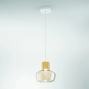 Fabas 3767-40-365 Kino, závěsné svítidlo z čirého skla a kovu, 12W 3000K krokové stmívání, prům. 22cm