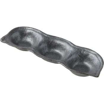 Omáčník Miska na omáčku TRIPLE POD, černá, keramika, MIJ