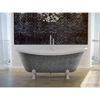 Vana AMELIA Glam 190x77 cm volně stojící oválná univerzální grafitová+bílá nožičky černé VANALI190BG3