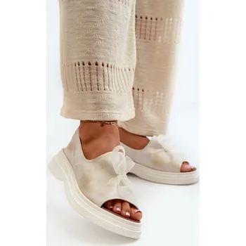 Dámská obuv Zazoo 2939 Kožené Dámské Sandály S Mašlí Barva: Zlatá, Velikost: 39