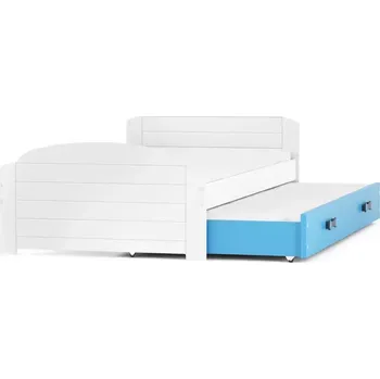 Postel BMS GROUP Dětská postel Lili - 2 osoba, 90x200 s výsuvnou přistýlkou bez matrace – Bílá, Modrá